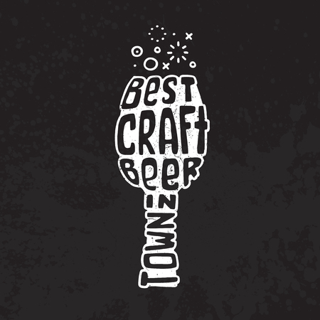 Hand drawn lettering best craft beer in glass.のイラスト素材