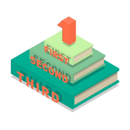Books pyramid infographic. Isometric flat vectorのイラスト素材