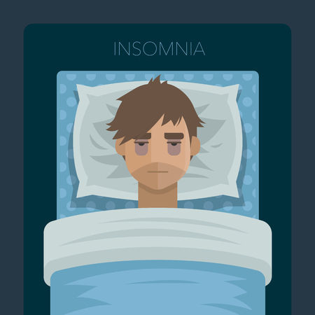 Young man with sleep problem insomnia.のイラスト素材