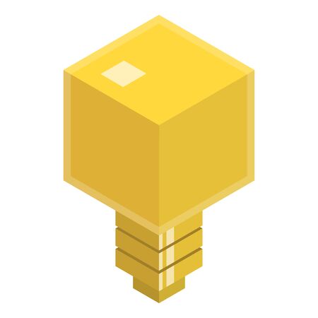 Modern flat isometric different light bulb lamps set. Vector illustration image. Geometry light bulb square lamp icon collection. Idea sign, symbol, element.のイラスト素材