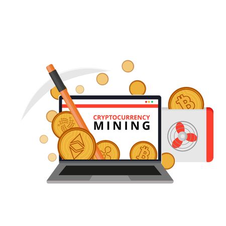 Vector set of various online processes with crypto currency: exchange, purchase, sale, growth, fall, accumulation, fund. Vector collection of cryptocurrency design concept for advertising. のイラスト素材