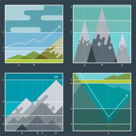 Milestone timeline infographic. Company event timeline template mountain rock, cloud landscape. Steps to success infographic, leadership, motivation concept, vector illustration. Mountain Diagram.のイラスト素材