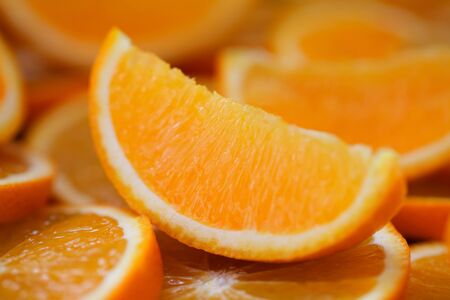 Orange fruit. Orange slices, closeupの写真素材