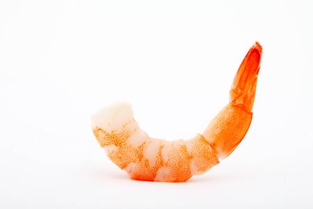 One fresh shrimps isolated on whiteの写真素材