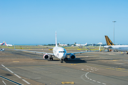 Aircrafts of the Virgin Australia fleet at Sydney Domestic Airport December 30, 2014.のeditorial素材