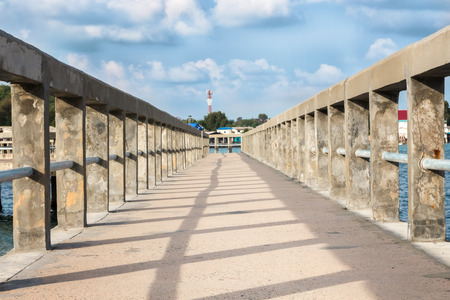 The walk way on the sea in Thailand.の写真素材