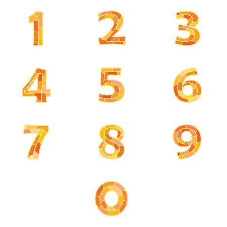 Numbers set of orange pattern or look like green python pattern.のイラスト素材