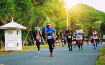 Face recognition, face detect and deep learning concept.