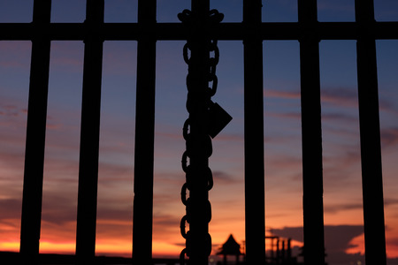 Silhouette master key. Beautiful sunset sky in evening time. Background of colorful sky concept: Dramatic sunset with twilight color sky and clouds.の写真素材