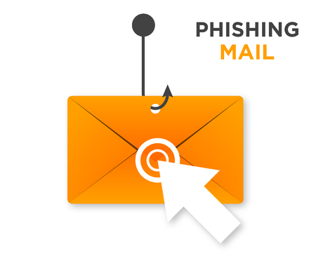 Phishing E-mail with mouse's arrow clicked icon isolate white background.のイラスト素材