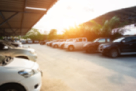 Blur picture of parking car in factory.の写真素材