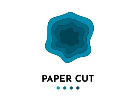 3D abstract blue wave background with paper cut shapes. Vector design layout for business presentations, flyers, posters.のイラスト素材
