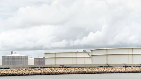 Industry area. The refined oil factory and Preto chemical industrial.の写真素材