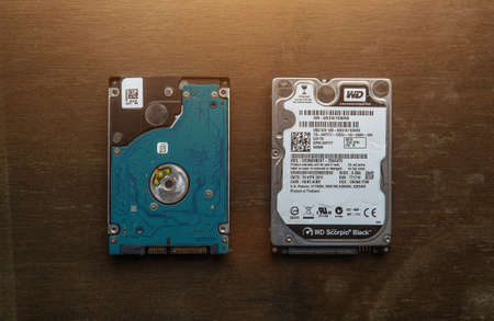 CHON BURI, THAILAND - JULY 01: Computer storage Harddisk brand Western Digital put on table.のeditorial素材