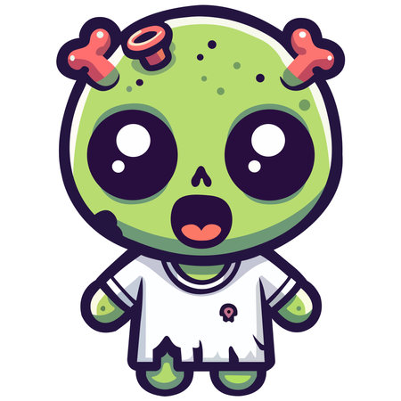 Cute Zombie Boy Vector - Halloween on White background.のイラスト素材