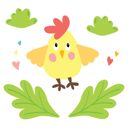 Easter cute chickens, poster invitation template vector in pastel colorのイラスト素材