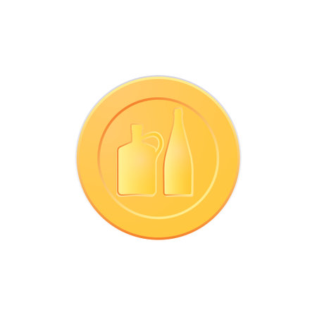 golden game coin. Coin icon, gold medal. Coin with bottles. Graphic user interface design element game coin. Money symbol game elements. bank payment symbol. Purchases in the gameのイラスト素材