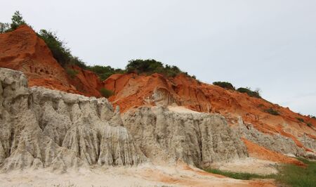 Red River is formed by the smearing of red sand, Vietnam, Southeast Asiaの写真素材