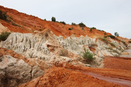 Red River is formed by the smearing of red sand, Vietnam, Southeast Asiaの写真素材