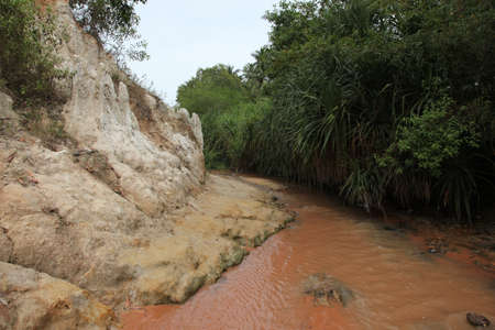 Red River is formed by the smearing of red sand, Vietnam, Southeast Asiaの写真素材