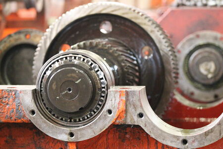 The gear train in the gear rolling millの写真素材