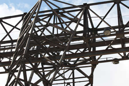 type of bearing metal structures of gantry crane against the blue sky