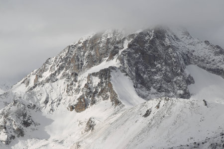Scenic view of the mountains, ski resort Dombay, Caucasus, Russiaの写真素材