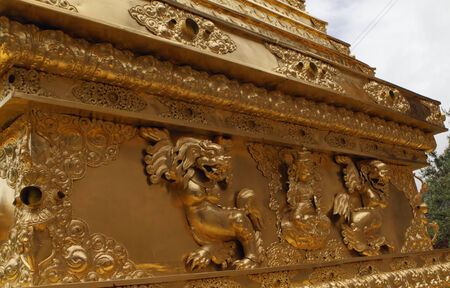 Ancient symbols of Buddhism are found everywhere in Tibetの写真素材