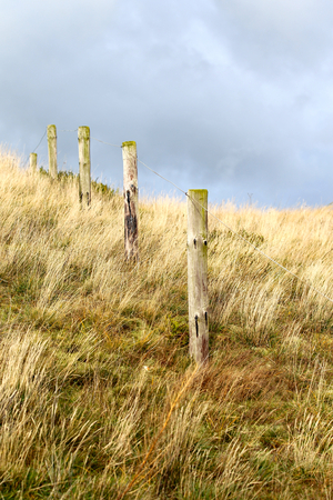 Elements of fence on the beach, North Holland, Europeの写真素材