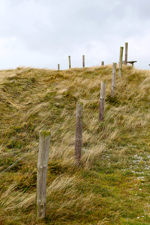 Elements of fence on the beach, North Holland, Europeの写真素材