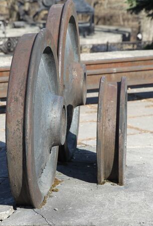 The old railway wheels perfectly preserved to our daysの写真素材