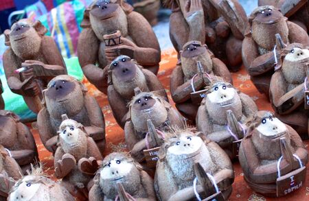 monkey coconut Koh Samui Thailand Southeast Asiaの写真素材