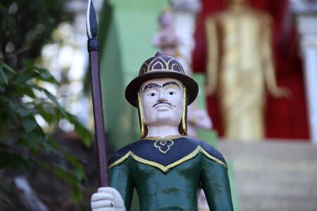 Sculpture, architecture and symbols of Buddhism, Thailand, South East Asiaの写真素材