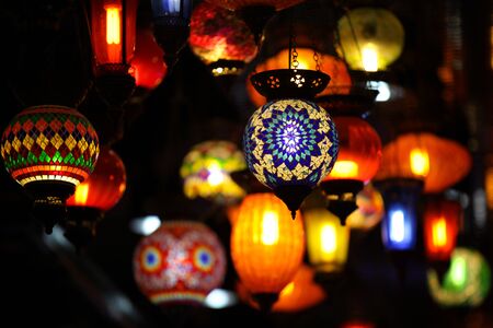Bright red traditional Chinese lanterns, Thailand, South East Asiaの写真素材