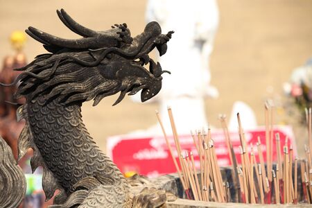 Sculpture, architecture and symbols of Buddhism, Thailand, South East Asiaの写真素材