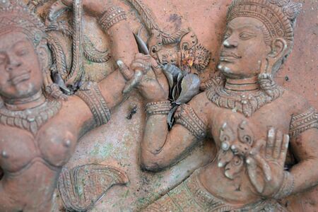 Sculpture, architecture and symbols of Buddhism, Thailand, South East Asiaの写真素材