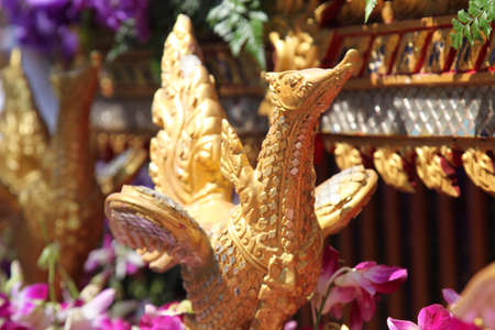 Scenery from statues and flowers on the street, Thailand, south east asiaの写真素材