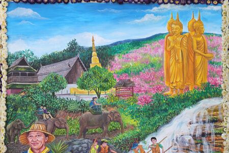 Scenery from statues and flowers on the street, Thailand, south east asiaの写真素材