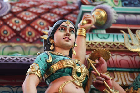 Sculpture, architecture and symbols of Hinduism and Buddhism, Singapore, Southeast Asiaの写真素材