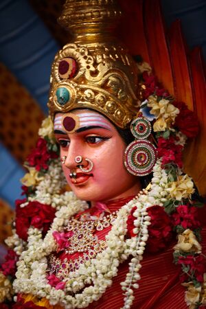 Sculpture, architecture and symbols of Hinduism and Buddhism, Singapore, Southeast Asiaの写真素材