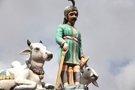 Sculpture, architecture and symbols of Hinduism and Buddhism, Singapore, Southeast Asiaの写真素材