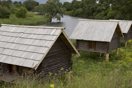 Old Russian wooden houses and structures, Russiaの写真素材