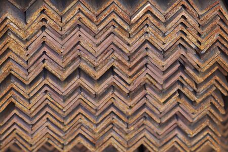 Metal profile angle in packs at the warehouse of metal products, Russiaの写真素材