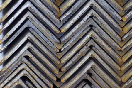 Metal profile angle in packs at the warehouse of metal products, Russiaの写真素材