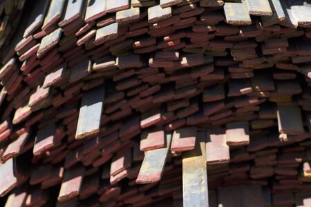 Metal profile strip in packs at the warehouse of metal products, Russiaの写真素材