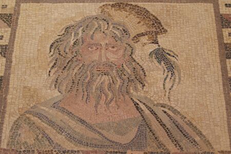 Ancient mosaic on the floor as the art of ancient Greek civilizationの写真素材