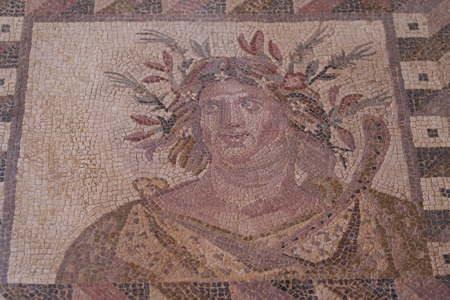 Ancient mosaic on the floor as the art of ancient Greek civilizationの写真素材