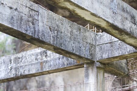 Old abandoned building reinforced concrete structures in the jungleの写真素材