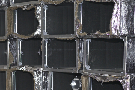 Elements and parts made of galvanized sheet for various ventilation systems, Russiaの写真素材