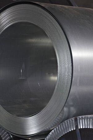 Rolls of cold-rolled galvanized steel in stock, Russiaの写真素材
